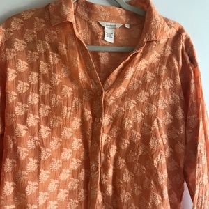 Sundance Semi Sheer Button Up Silk Blend Top